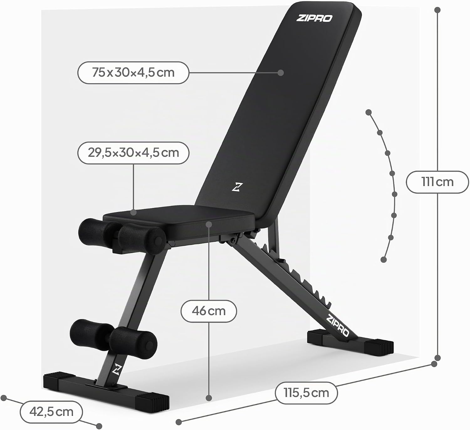 ZIPRO Adjustable Weight Bench Stride
