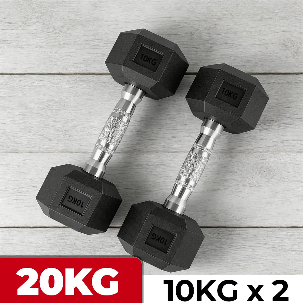20kg Hex Dumbbells & Grips
