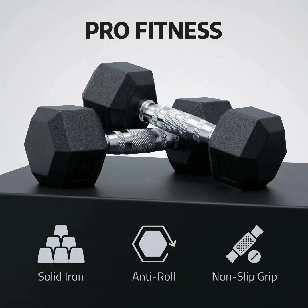20kg Hex Dumbbells & Grips